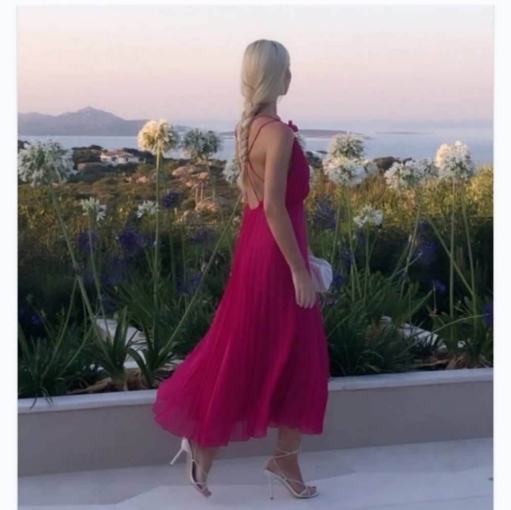 Zara Pleated Pink Dress Size S NWT - Picture 9 of 16